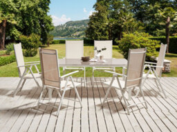 Beliani Garden Dining Table Catania 160 Cm 91 Cm Glass Beige - thumbnail 2