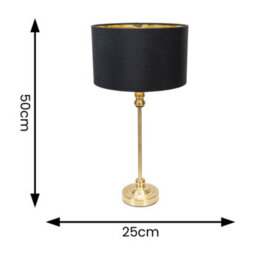 Valuelights Maggie Gold Candlestick Table Lamp With Black With Gold Inner Lamp Shade And Led Bulb - thumbnail 4