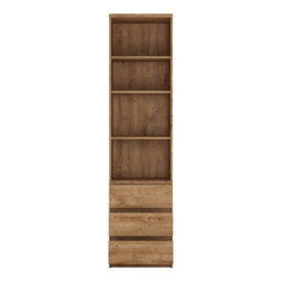 Furniture To Go Fribo Tall Narrow 3 Drawer Bookcase In Oak - thumbnail 2