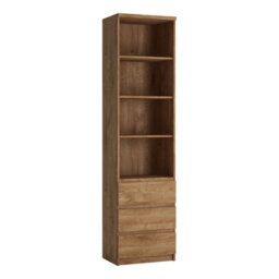 Furniture To Go Fribo Tall Narrow 3 Drawer Bookcase In Oak