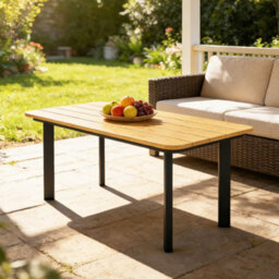 Outsunny Outdoor Coffee Table, Garden Table With Slatted Wpc Top, Brown - thumbnail 9