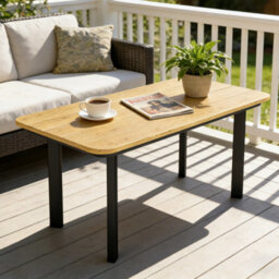 Outsunny Outdoor Coffee Table, Garden Table With Slatted Wpc Top, Brown - thumbnail 1