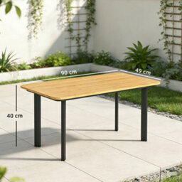 Outsunny Outdoor Coffee Table, Garden Table With Slatted Wpc Top, Brown - thumbnail 3