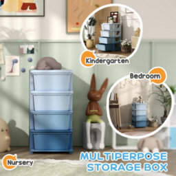 Homcom Kids Storage Units With Drawers 4 Tier Chest Dresser Tower Blue - thumbnail 6
