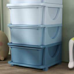 Homcom Kids Storage Units With Drawers 4 Tier Chest Dresser Tower Blue - thumbnail 9