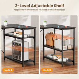 L Shaped Computer Desk 120 X 78 Cm With 3 Fabric Drawers And Storage, For Home Office, Black - thumbnail 4