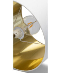 Lighting Supermarket Cylinder Wood Effect Print/gold Table Lamp With Ivory Gold Lined Shade - thumbnail 7