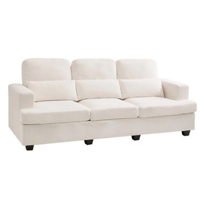 Living And Home 3-Seater Beige Chenille Upholstered Sofa With Pillows - image 1
