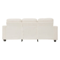 Living And Home 3-Seater Beige Chenille Upholstered Sofa With Pillows - thumbnail 4