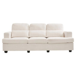 Living And Home 3-Seater Beige Chenille Upholstered Sofa With Pillows - thumbnail 2