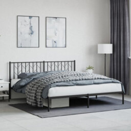 Berkfield Metal Bed Frame Without Mattress With Headboard Black 183X213Cm - thumbnail 1