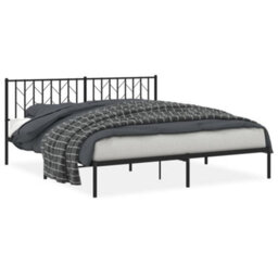 Berkfield Metal Bed Frame Without Mattress With Headboard Black 183X213Cm - thumbnail 2