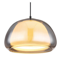 Luminosa Lighting Luminosa Jella Dome Pendant Ceiling Light Matt Black Smoke Glass Shade 1X E27 - thumbnail 3
