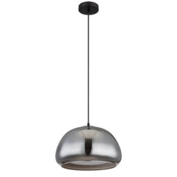 Luminosa Lighting Luminosa Jella Dome Pendant Ceiling Light Matt Black Smoke Glass Shade 1X E27 - thumbnail 2