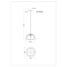 Luminosa Lighting Luminosa Jella Dome Pendant Ceiling Light Matt Black Smoke Glass Shade 1X E27 - thumbnail 6