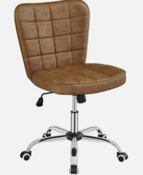 Mid Back Office Chair Faux Leather Computer Chair Armless Task Chair Retro Brown - thumbnail 1