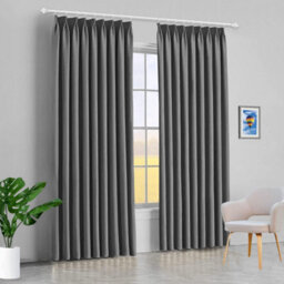 Aspire Homeware Dark Grey Plain Blackout Room Darkening Pencil Pleat Curtain Pair (W) 228Cm X (D)228Cm With Tie Back Pair - thumbnail 8