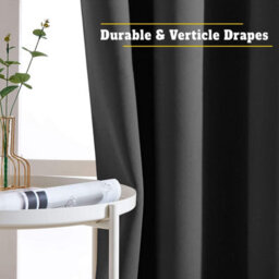 Aspire Homeware Dark Grey Plain Blackout Room Darkening Pencil Pleat Curtain Pair (W) 228Cm X (D)228Cm With Tie Back Pair - thumbnail 6