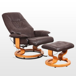More4Homes Tuscany Bonded Leather Brown Swivel Recliner Massage Chair W Foot Stool Armchair 8 Motor Massage Unit Built In - thumbnail 6
