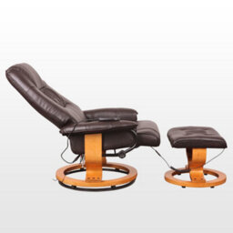 More4Homes Tuscany Bonded Leather Brown Swivel Recliner Massage Chair W Foot Stool Armchair 8 Motor Massage Unit Built In - thumbnail 7