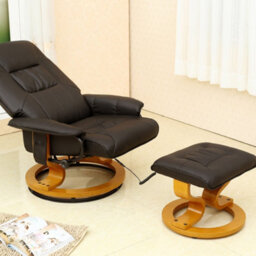 More4Homes Tuscany Bonded Leather Brown Swivel Recliner Massage Chair W Foot Stool Armchair 8 Motor Massage Unit Built In - thumbnail 2