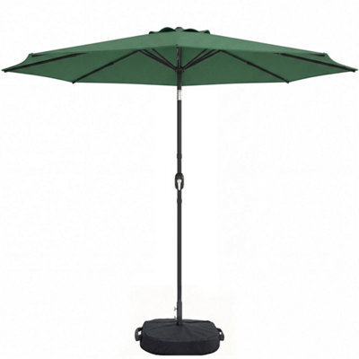2.7 M Garden Parasol Umbrella With Cross Base, Sandbag, Green - image 1