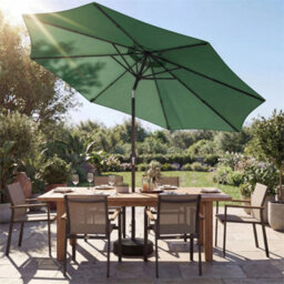 2.7 M Garden Parasol Umbrella With Cross Base, Sandbag, Green - thumbnail 3