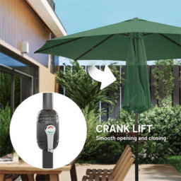 2.7 M Garden Parasol Umbrella With Cross Base, Sandbag, Green - thumbnail 5