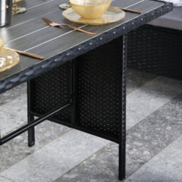 Thalia - Rattan Corner Sofa Set With Polywood Table And Stools - Black, 8 Seater With Weatherproof Cushions - thumbnail 3