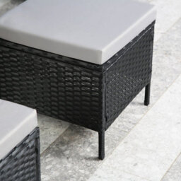 Thalia - Rattan Corner Sofa Set With Polywood Table And Stools - Black, 8 Seater With Weatherproof Cushions - thumbnail 5