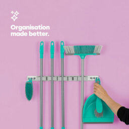 Livivo Wall Mounted Mop And Broom Holder Grey - thumbnail 2