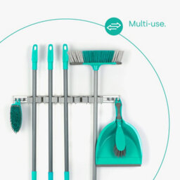Livivo Wall Mounted Mop And Broom Holder Grey - thumbnail 3