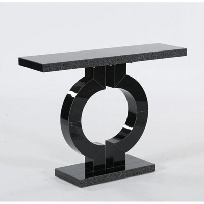 Black Modern Mirrored Console Table 43-Inch Entryway Table With O-Shaped Base - image 1