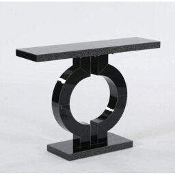 Black Modern Mirrored Console Table 43-Inch Entryway Table With O-Shaped Base - thumbnail 1