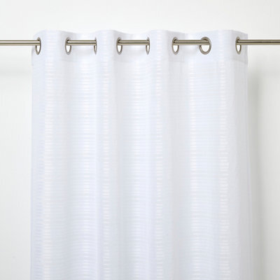 GoodHome Gorham White Horizontal Stripe Net Eyelet Voile Curtain (W)140Cm (L)260Cm, Single - image 1