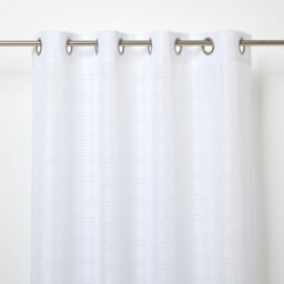 GoodHome Gorham White Horizontal Stripe Net Eyelet Voile Curtain (W)140Cm (L)260Cm, Single