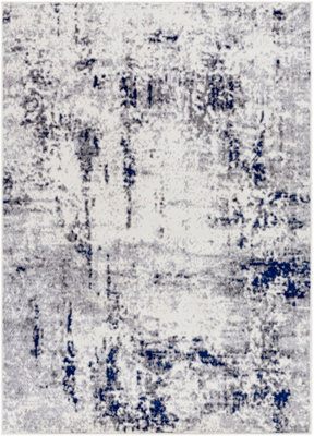 Livabliss Pisa-Abstract Blue Grey Charcoal Modern Marble Living Dining Bedroom Rug 150 X 213.36 Cm Easy Care, Non Shedding - image 1