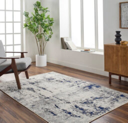 Livabliss Pisa-Abstract Blue Grey Charcoal Modern Marble Living Dining Bedroom Rug 150 X 213.36 Cm Easy Care, Non Shedding - thumbnail 2