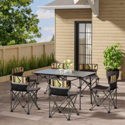 Living And Home 7 Piece Folding Portable  Outdoor Table And Chairs Set 1 Table And 6 Seaters With Carrying Bag - thumbnail 2