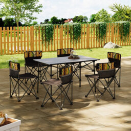 Living And Home 7 Piece Folding Portable  Outdoor Table And Chairs Set 1 Table And 6 Seaters With Carrying Bag - thumbnail 3