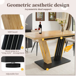 Abrihome Extendable Table 120-160 X 80 X 76 Cm, Kitchen Table, Suitable For Kitchen And Living Room, Tabletop With Wood Grain Finish - thumbnail 4