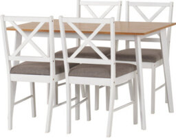 Seconique Balfour Dining Set Table And 4 Chairs In White And Oak Effect With Grey Fabric - thumbnail 2