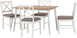 Seconique Balfour Dining Set Table And 4 Chairs In White And Oak Effect With Grey Fabric - thumbnail 1