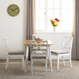 Seconique Balfour Dining Set Table And 4 Chairs In White And Oak Effect With Grey Fabric - thumbnail 9