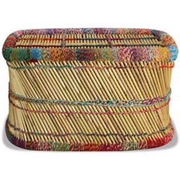 Berkfield Coffee Table Bamboo With Chindi Details Multicolour - thumbnail 6