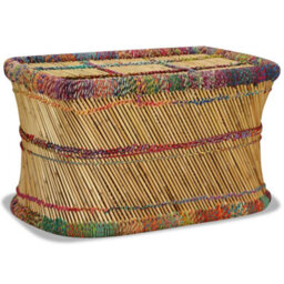 Berkfield Coffee Table Bamboo With Chindi Details Multicolour - thumbnail 3