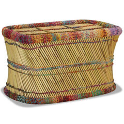 Berkfield Coffee Table Bamboo With Chindi Details Multicolour - thumbnail 2