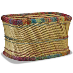 Berkfield Coffee Table Bamboo With Chindi Details Multicolour - thumbnail 5