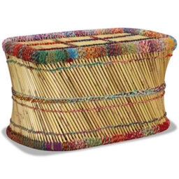 Berkfield Coffee Table Bamboo With Chindi Details Multicolour
