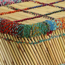 Berkfield Coffee Table Bamboo With Chindi Details Multicolour - thumbnail 8